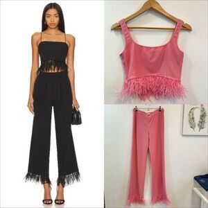 Saylor Feather Top & Pants Set in Size M